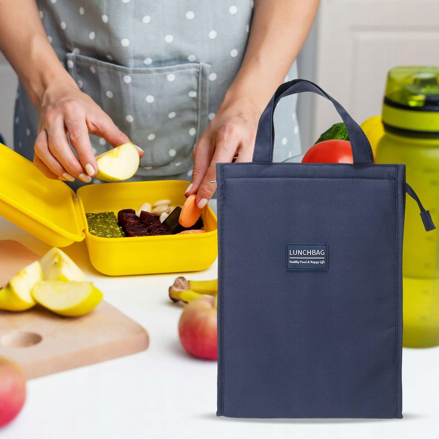 THERMAL BAG WITH INSULATING HANDLE WATERPROOF LUNCH BAG NAVY BLUE 12 L Packaging status original