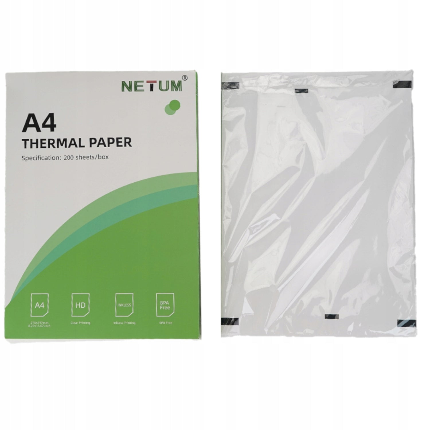 THERMAL PAPER NETUM A4 200 SHEETS FOR PORTABLE PRINTER XL-P801 AND OTHERS Manufacturer code netum_a4_200sheets