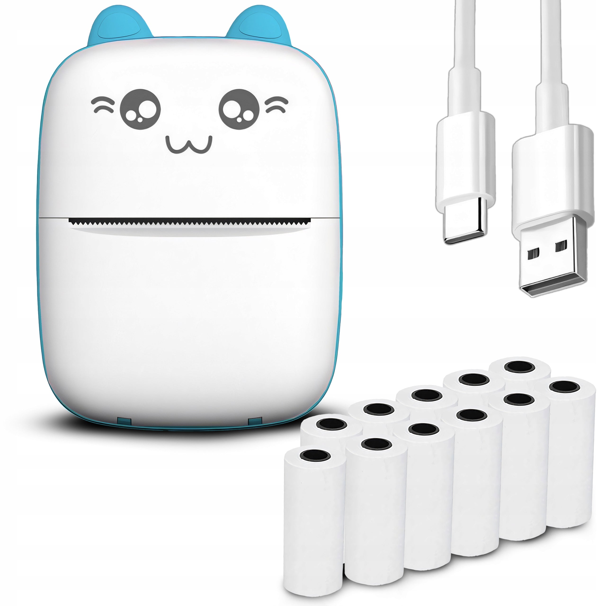 THERMAL PRINTER MINI PRINT ORIGINAL FOR PHOTOS PORTABLE KITTY 11 ROLLS Packaging status original