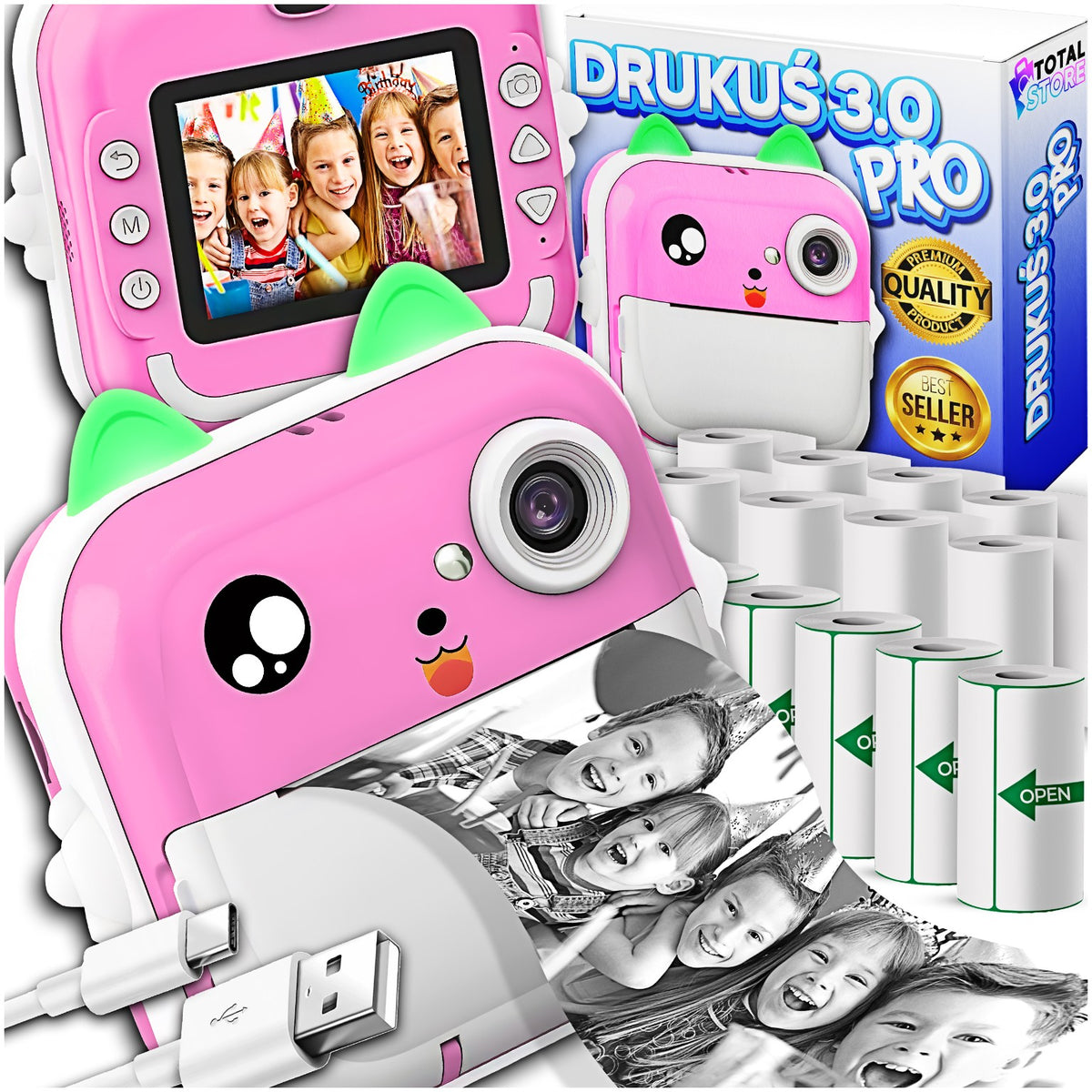 THERMAL PRINTER PRINTŚ 3.0 PRO FOR PHOTOS CAMERA + 13 ROLLS