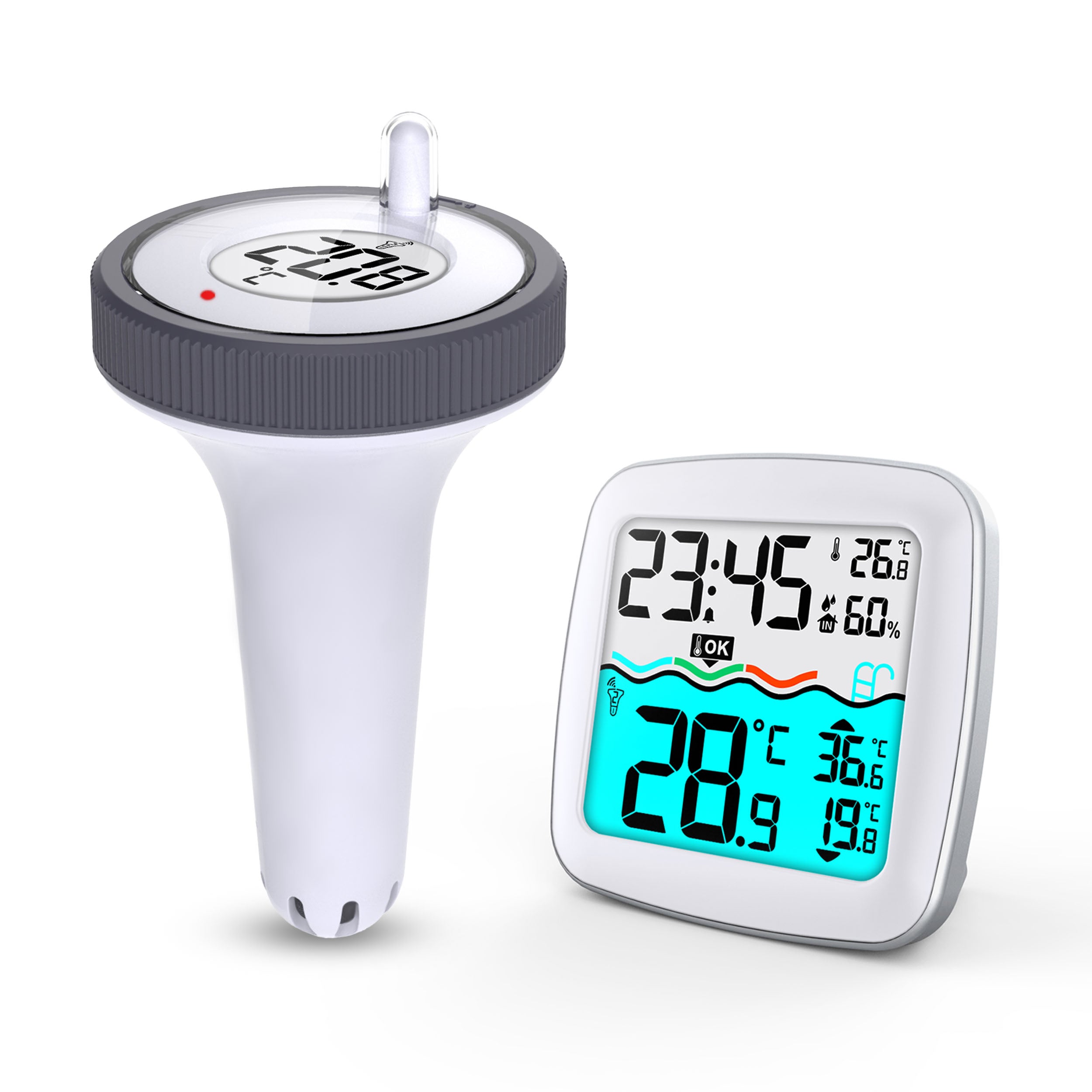 THERMOMETER FOR SWIMMING POOL FLOATING WIRELESS WEATHER STATION RANGE 60M Packaging status original