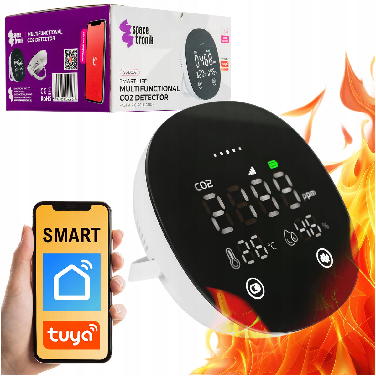 THERMOMETER HYGROMETER temperature moisture sensor CO2 WiFi Tuya Spacetronik