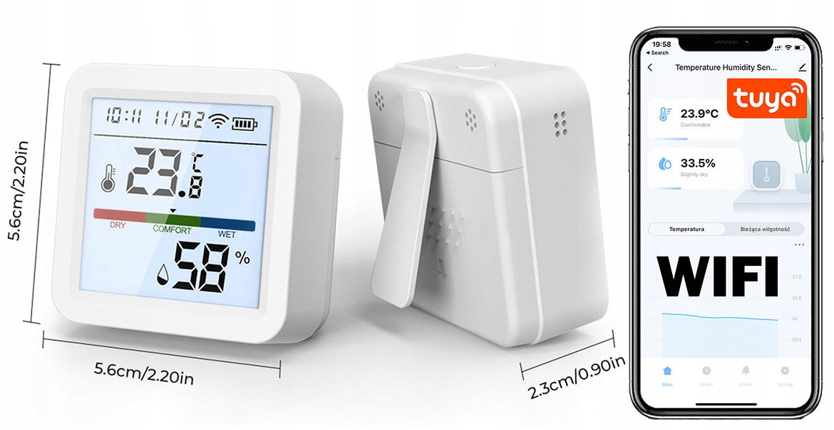THERMOMETER Temperature sensor humid. WIFI TUYA LCD screen REPORTS EXCEL EAN (GTIN) 5905745463613