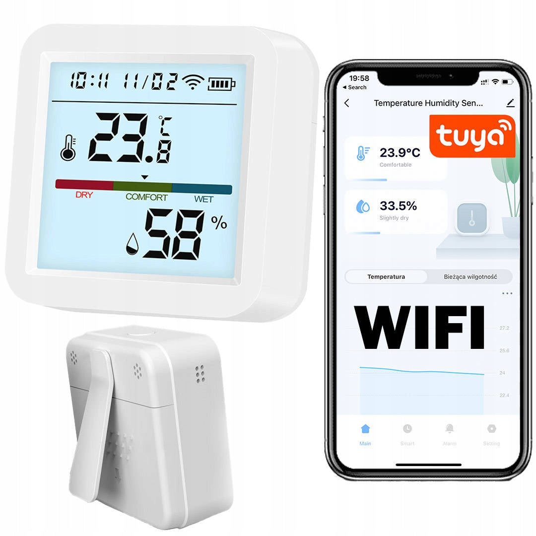 THERMOMETER Temperature sensor humid. WIFI TUYA LCD screen REPORTS EXCEL