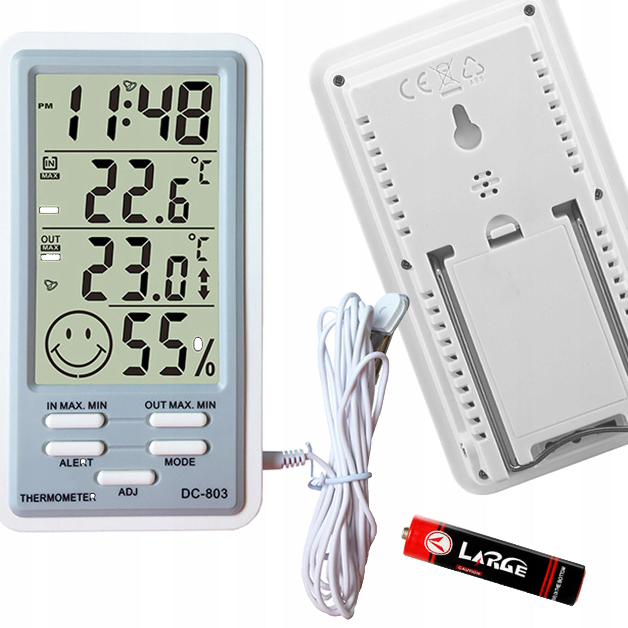 THERMOMETER WEATHER STATION ALARM CLOCK OUTDOOR ROOM CLOCK HYGROMETER DATE