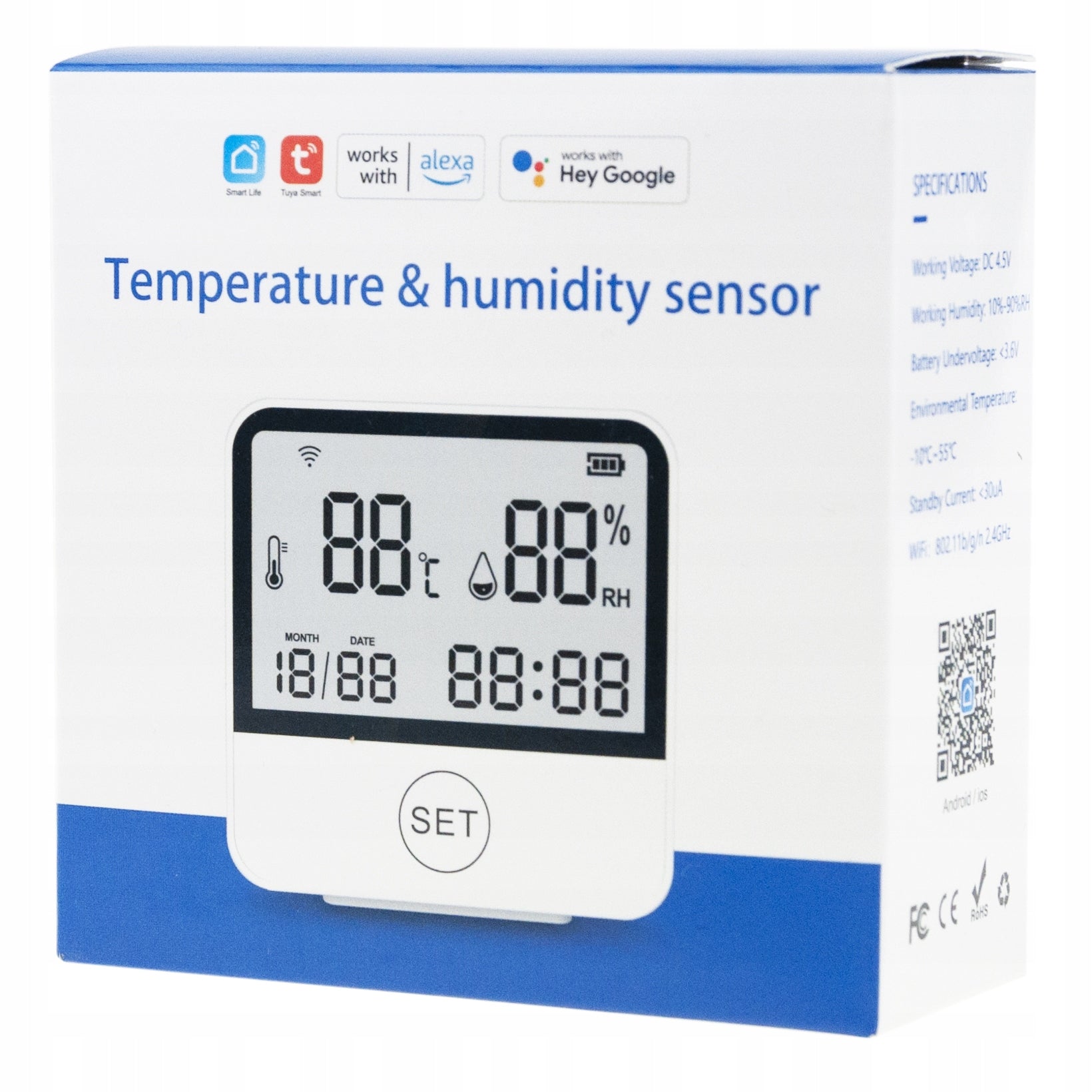 THERMOMETER WEATHER STATION WIRELESS HYGROMETER CLOCK WIFI TUYA Brand Martom