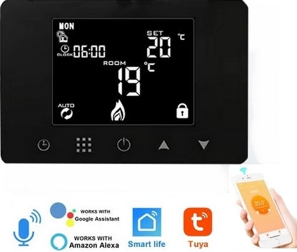 THERMOSTAT WALL MOUNTED PANEL ROOM TOUCH SCREEN LED WiFi TUYA TERSCW2B