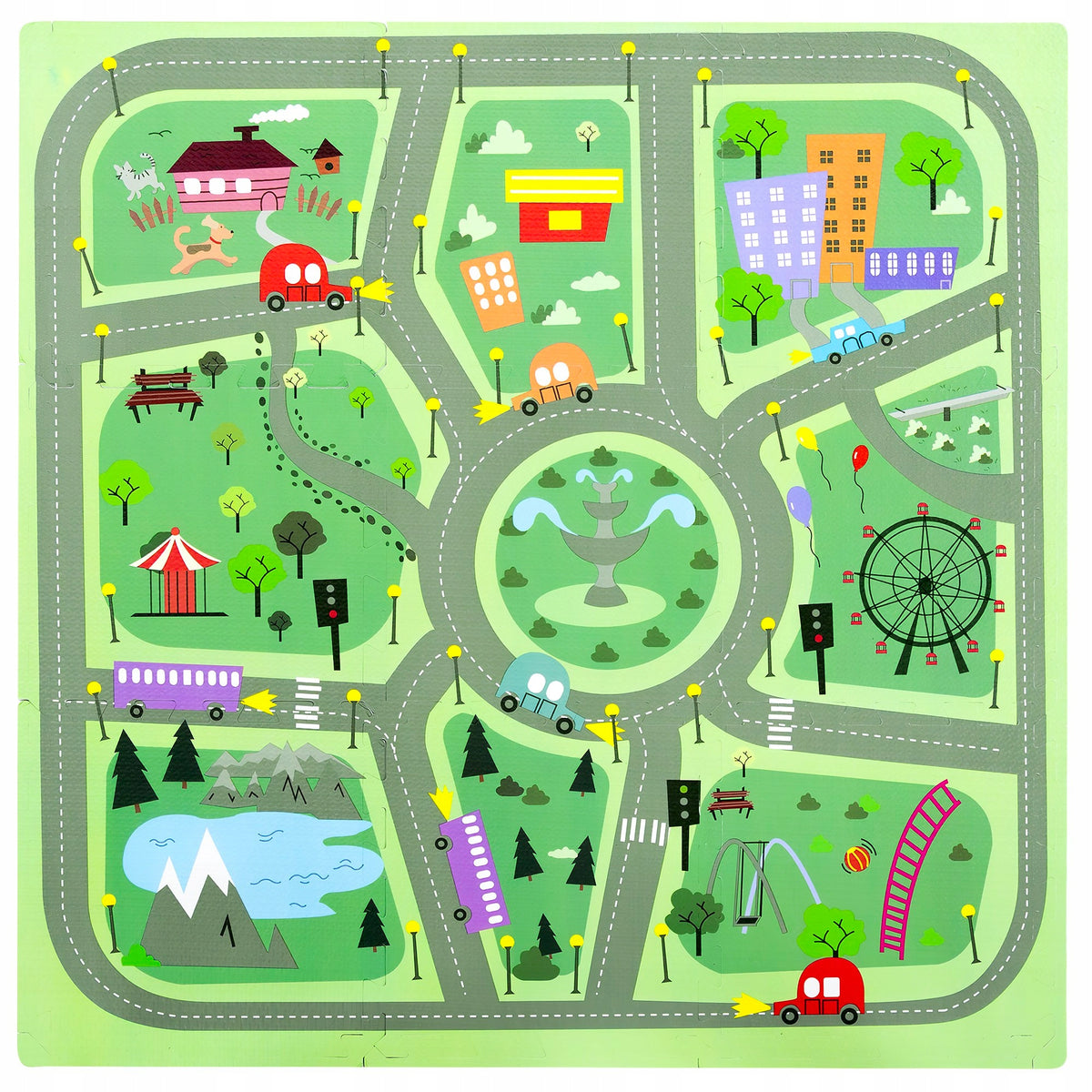 THICK FOAM PUZZLE FLOOR FOAM MAT 90x90 CITY ROADS CITY Brand Humbi