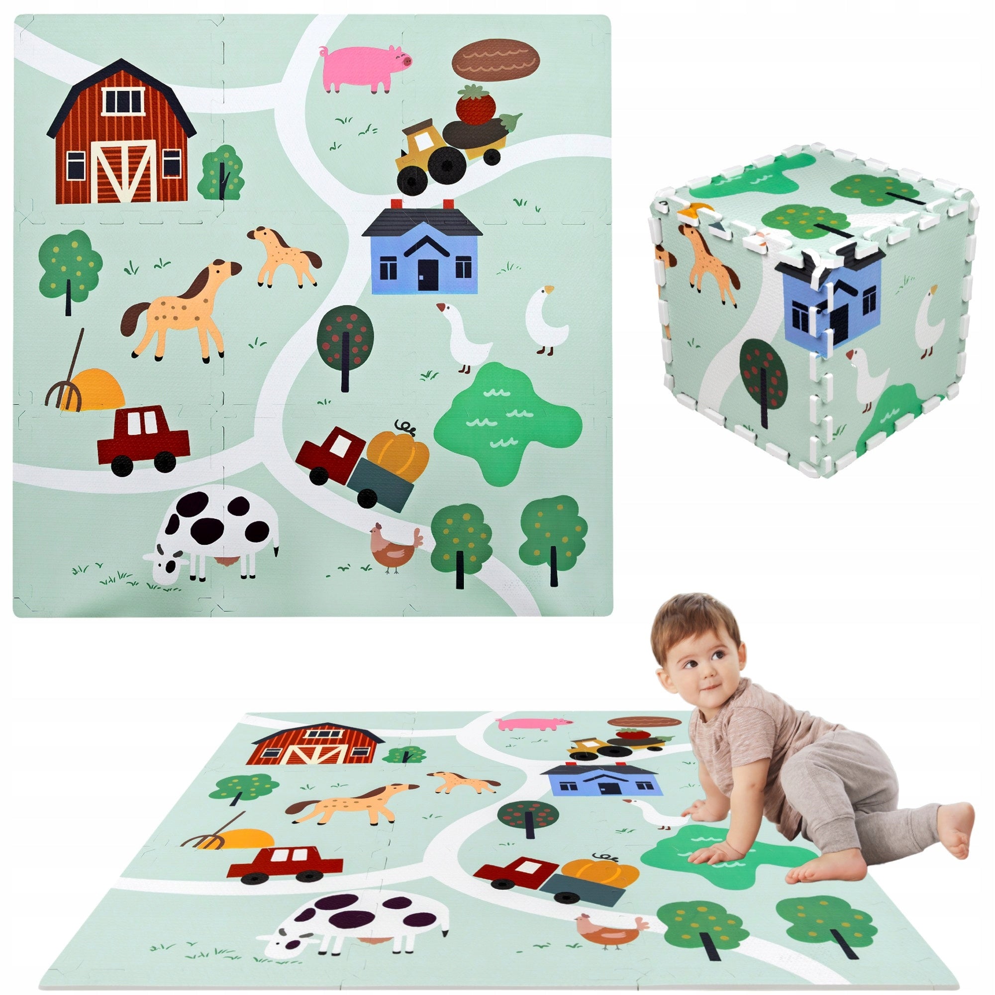 THICK FOAM PUZZLE FLOOR FOAM MAT 90x90 FARM ROAD VILLAGE