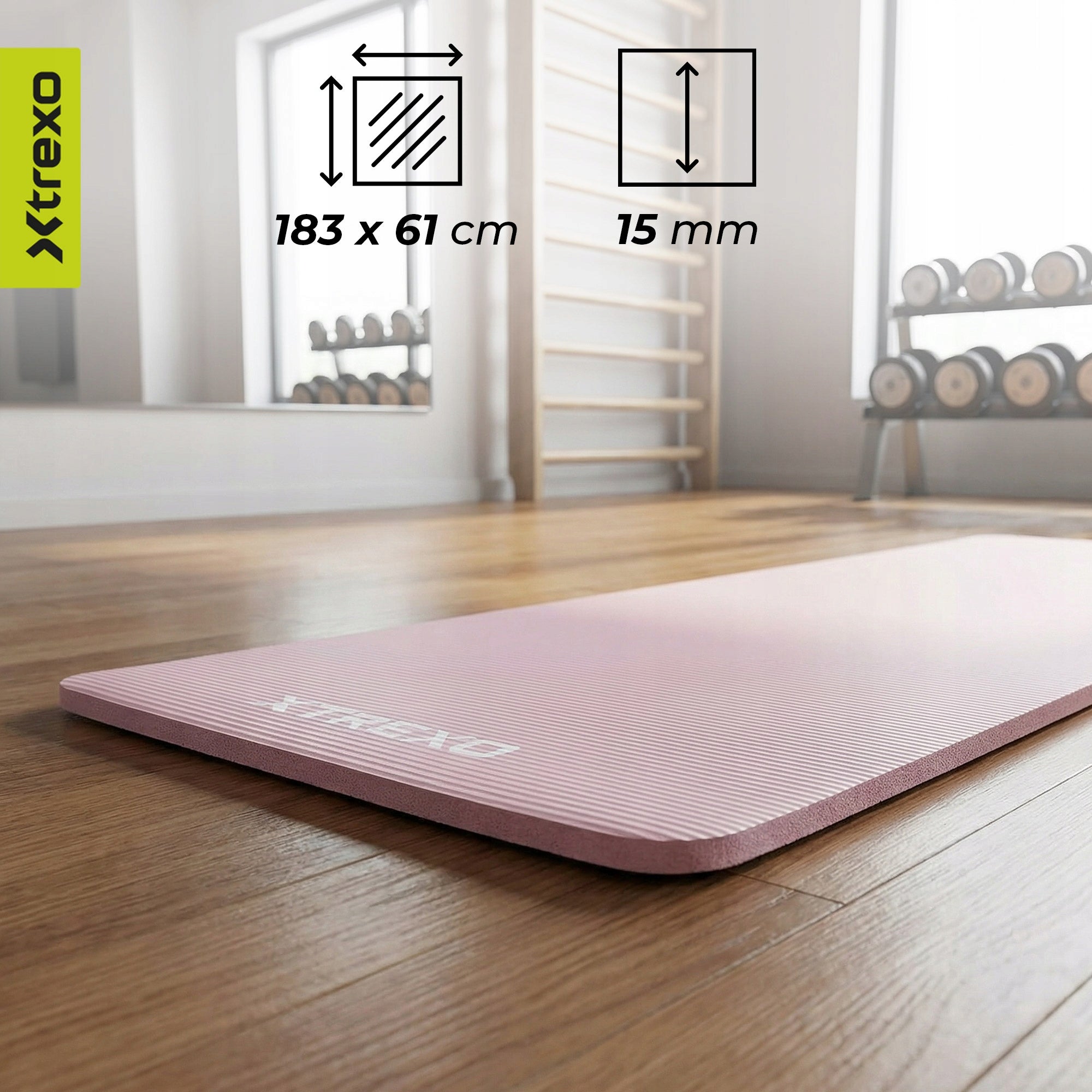 THICK NON-SLIP fitness mat for yoga exercises XTREXO training 15 mm Brand Xtrexo