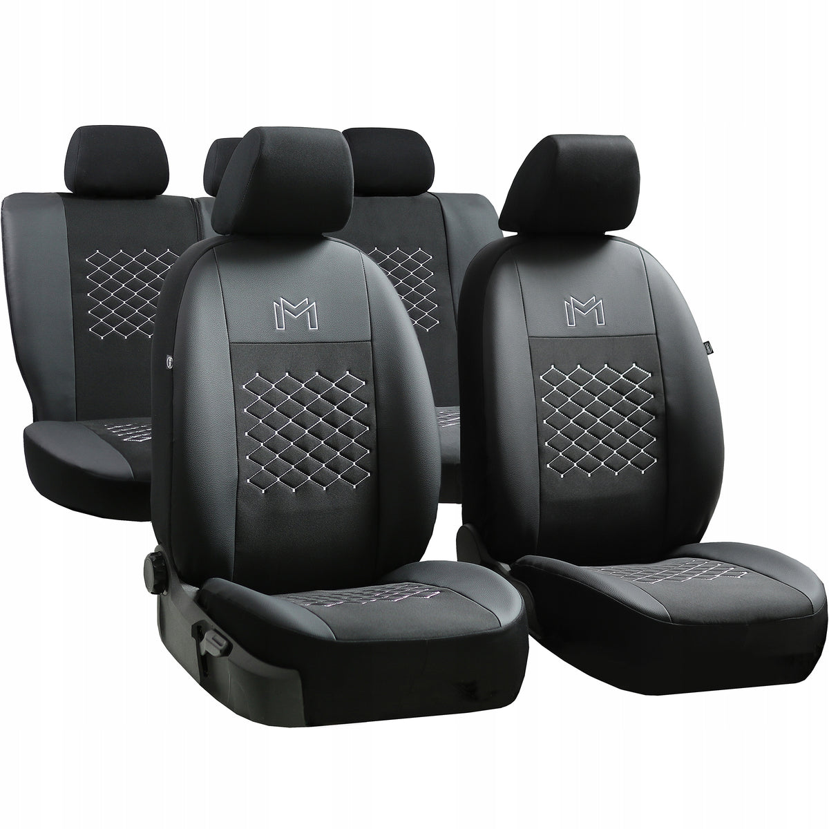 THICK QUILTED SEAT COVERS CAR SEATS WITH EMBROIDERY