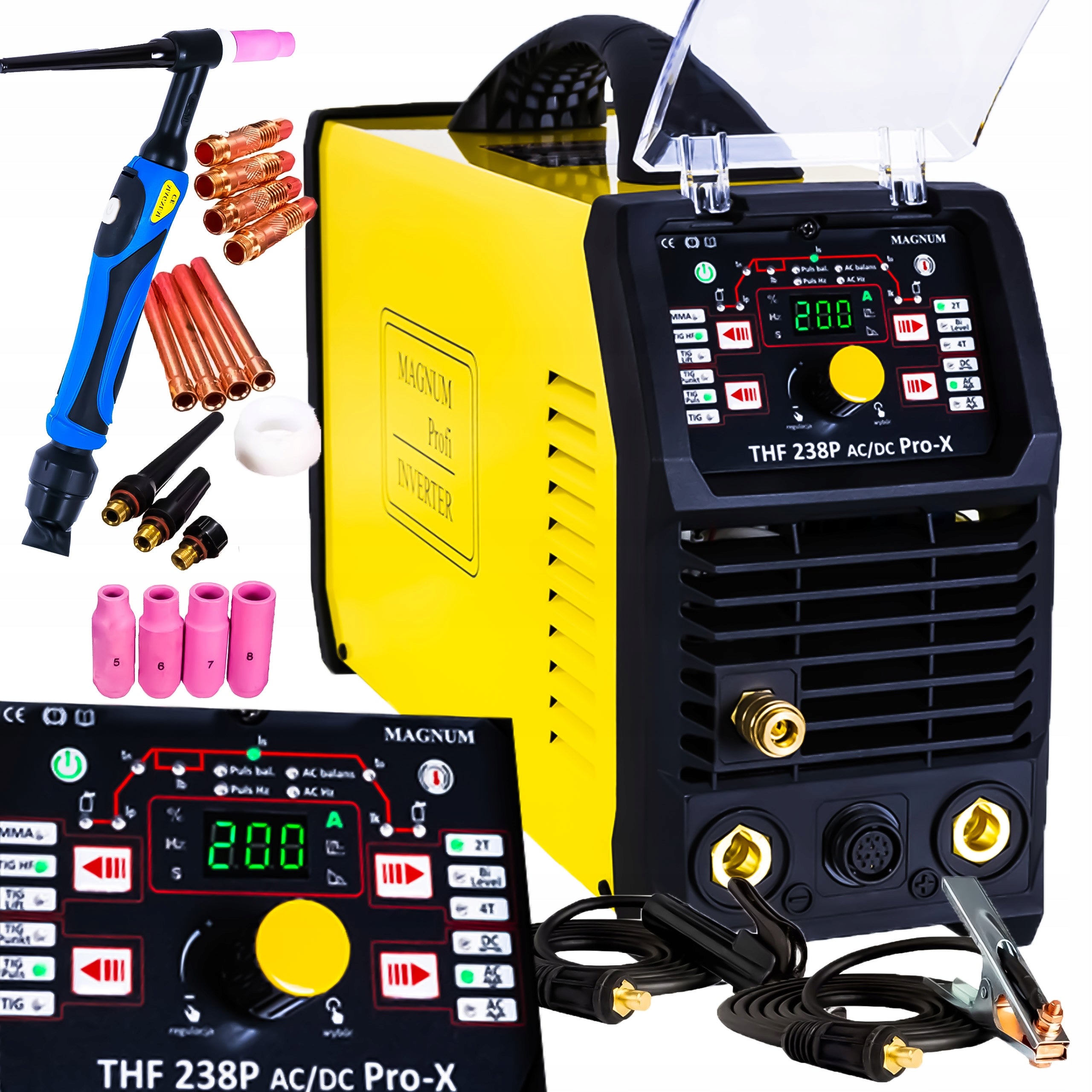 TIG 200A Magnum THF 238 Pulse AC/DC PRO-X Aluminium INOX Set