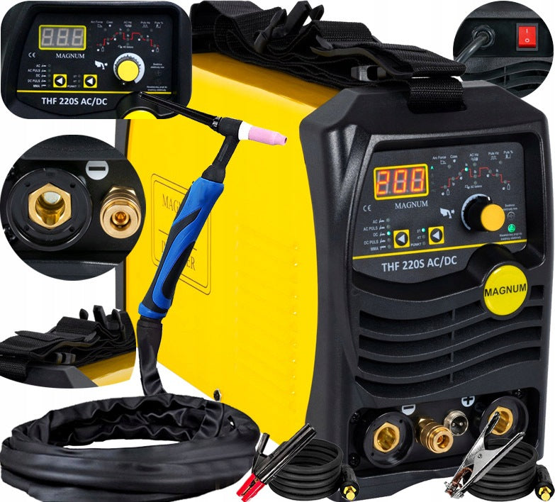 TIG HF INVERTER WELDING MACHINE FOR ALUMINIUM MAGNUM THF 220S AC/DC 200A 230V PULSE
