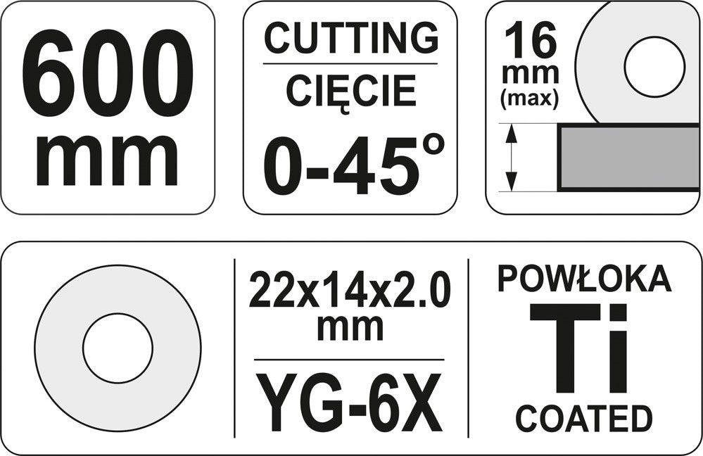 TILE CUTTING MACHINE Glaze cutting tool 600 mm Yato Disc bore diameter (mm) other