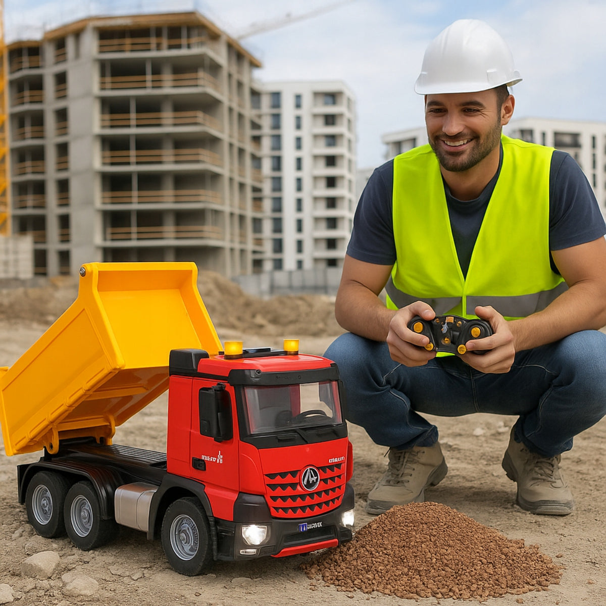 TIPPER REMOTE CONTROLLED TRUCK WITH TRAILER FOR REMOTE CONTROL R/C + EFFECTS Manufacturer code WYWROTKA ZDALNIE STEROWANA CIĘŻARÓWKA R/C