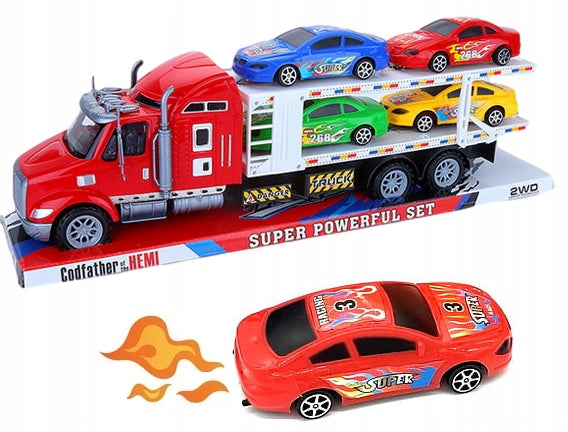 TIR TOW TRUCK LARGE WITH CARS 4 CARS 50CM CAR
