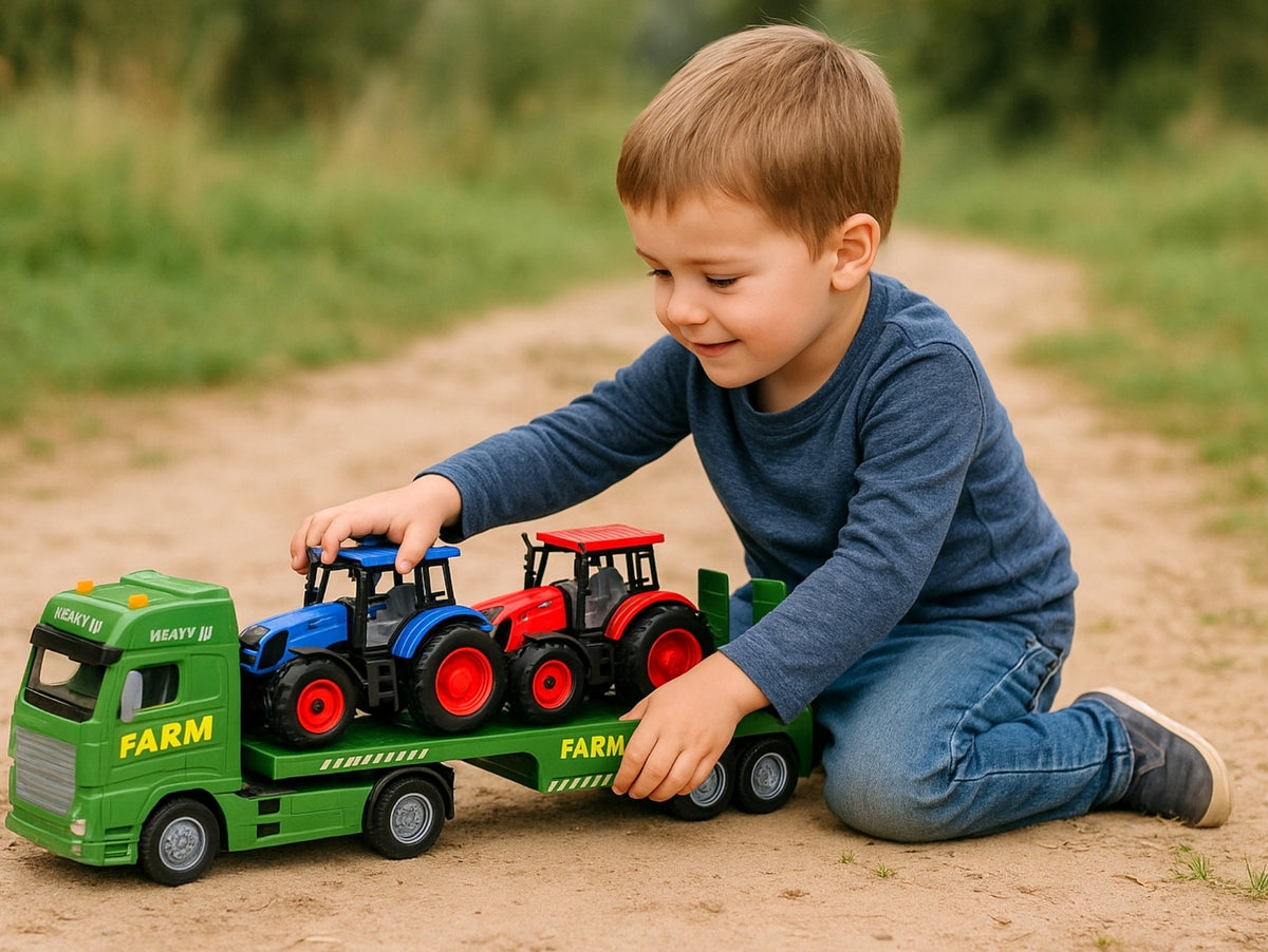 TIR truck with semi-trailer tractor 2x agricultural tractor light farmer set Brand QULKI