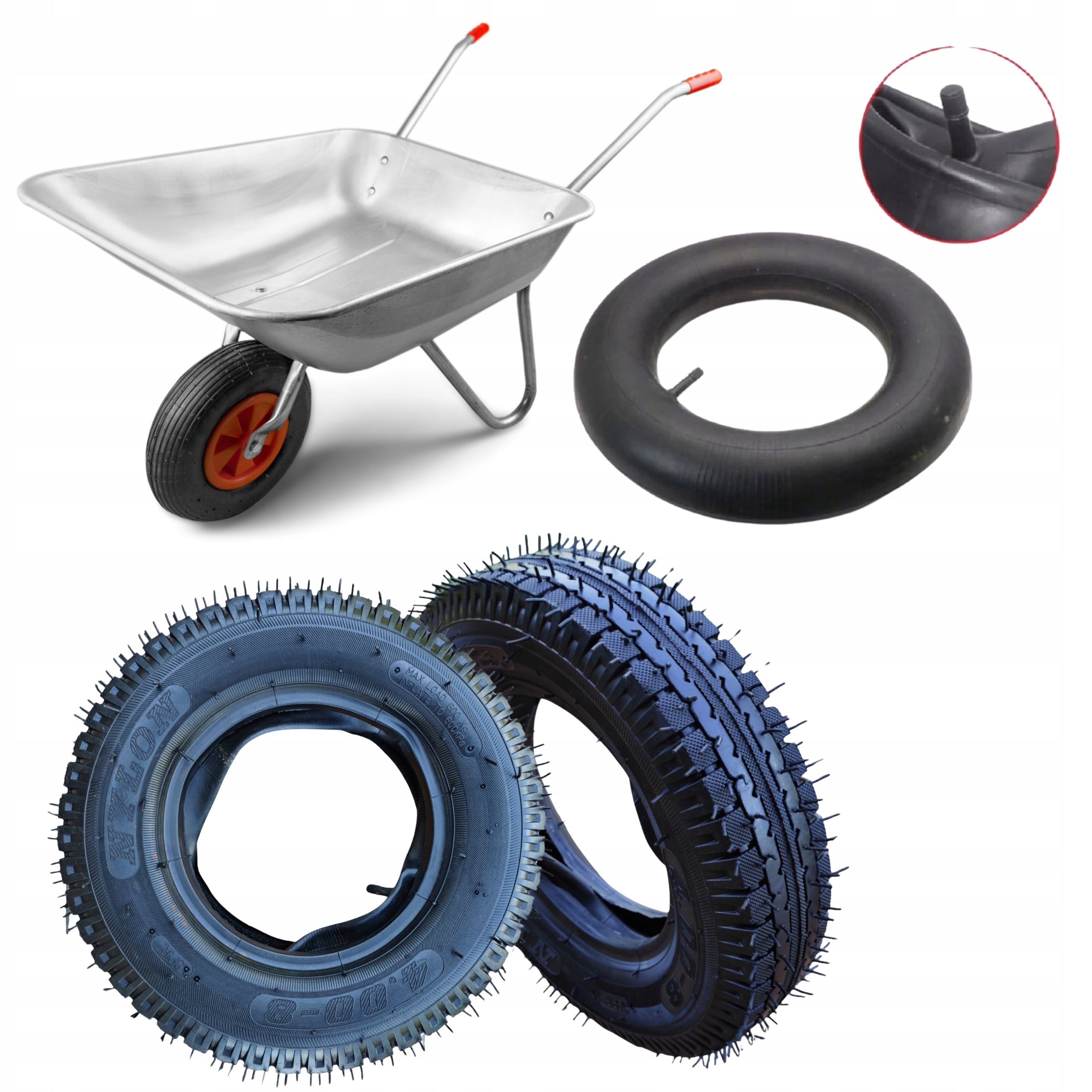 TIRE WITH INNER TUBE FOR WHEELBARROW STRONG 4.80/4.00-8 8PR
