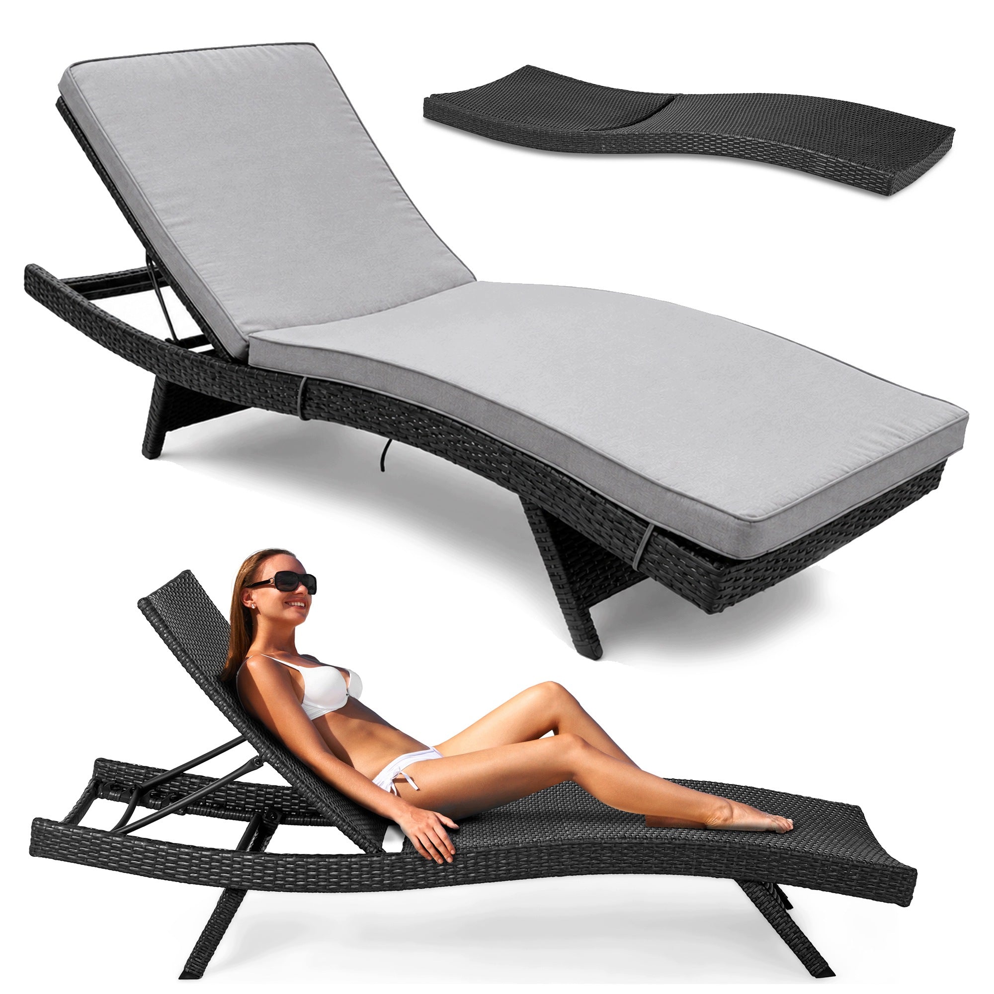 TIVOLI Pool GARDEN LOUNGER Beach CUSHION ADJUSTABLE Folding Couch