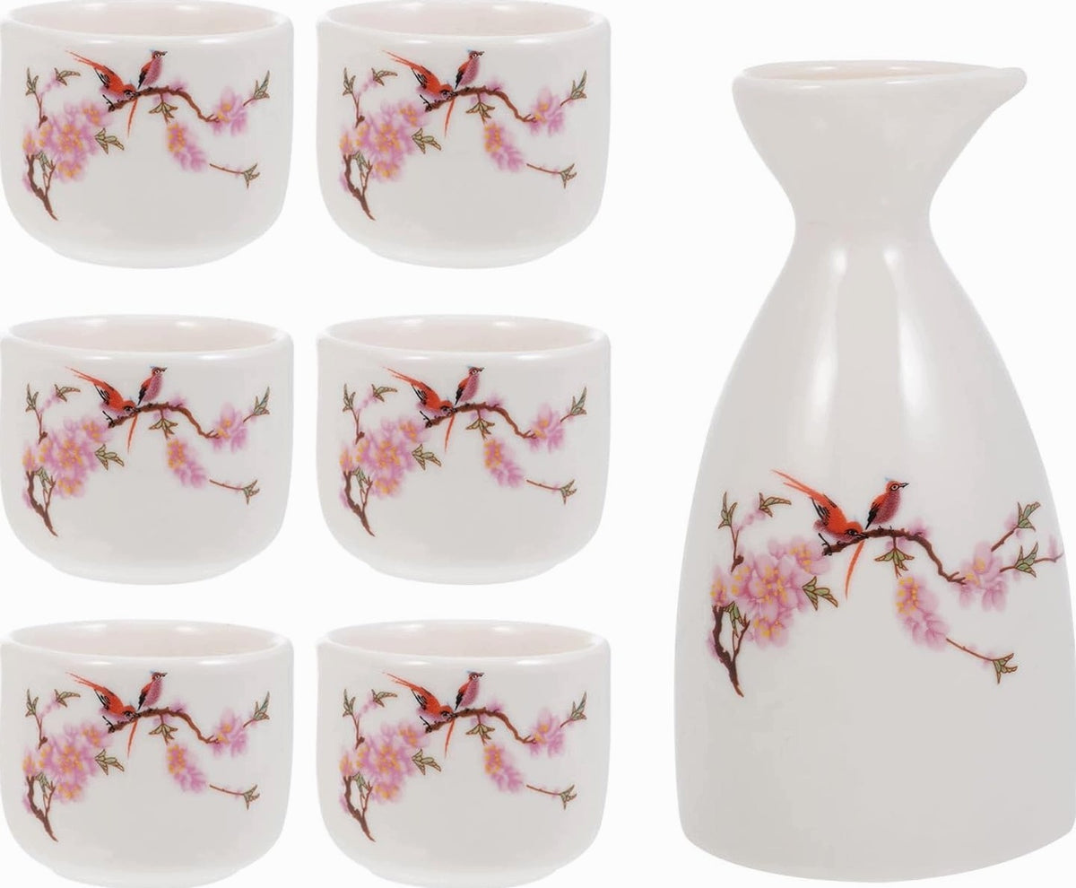 TO SET SAKE CERAMIC MUGS JUG GIFT JAPANESE STYLE GRAY HOUSE