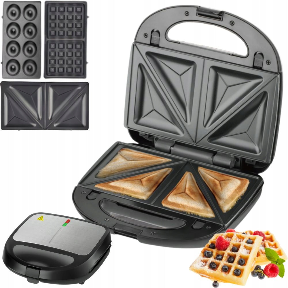 TOASTER 3IN1 TOASTER WAFFLE IRON DONUT REPLACEMENT PLATES 850W NONSTICK