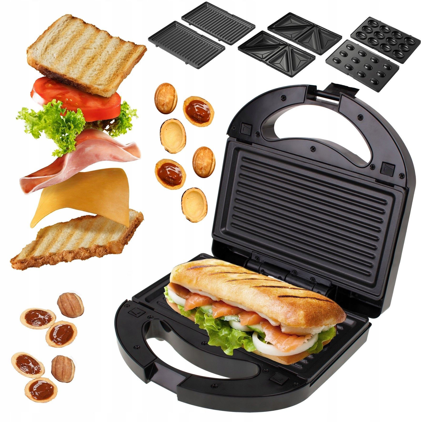 TOASTER 3in1 INTERCHANGEABLE PLATES TOAST PEANUTS GRILL