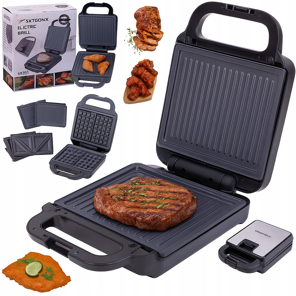 TOASTER 3in1 WAFFLE IRON TOASTER GRILL ARTRONIX 1400W INTERCHANGEABLE TILES Power rating 1400 W