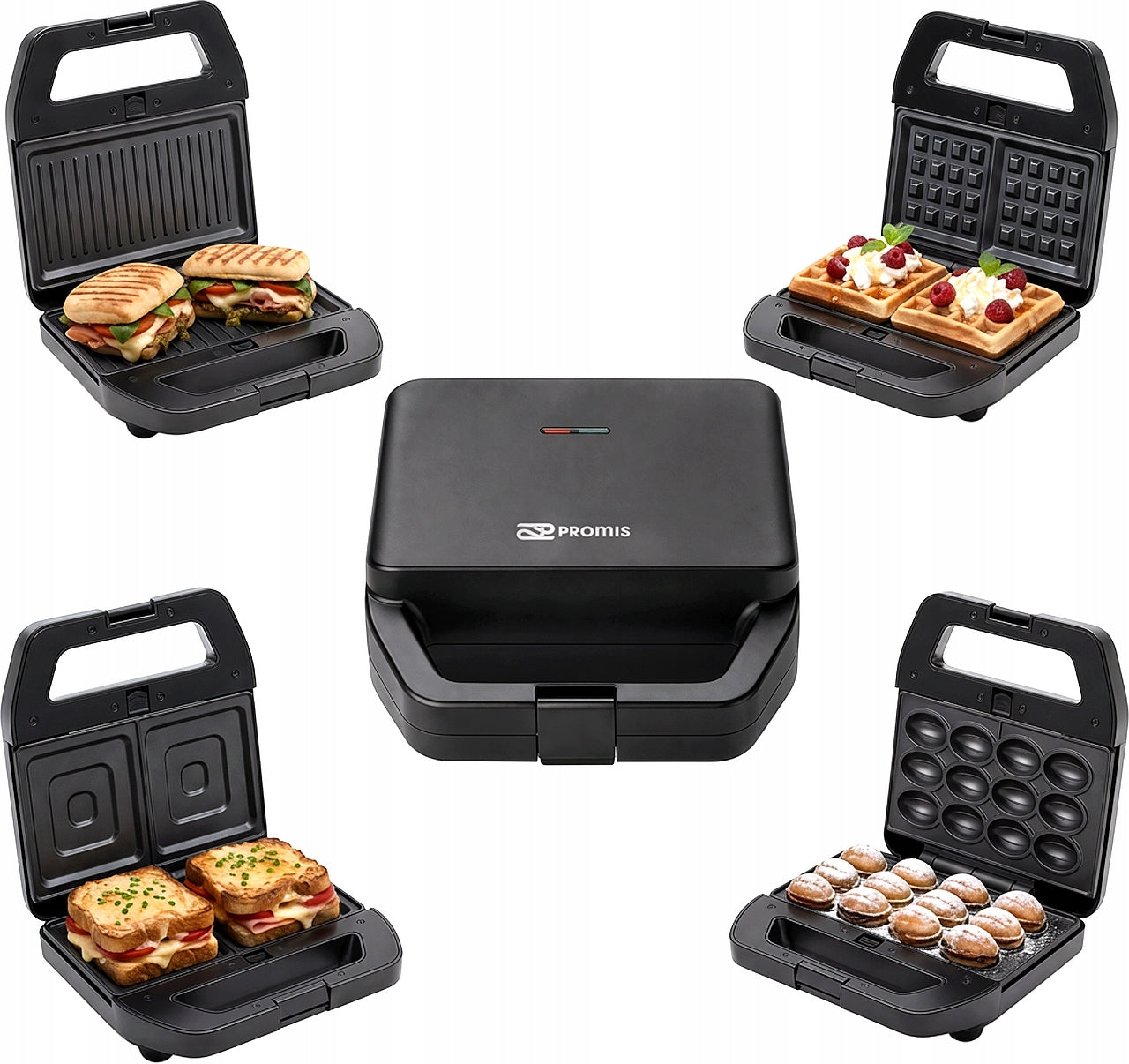 TOASTER 4in1 INTERCHANGEABLE PLATES SANDWICH TOAST SQUARES WAFFLES GRILL PEANUTS