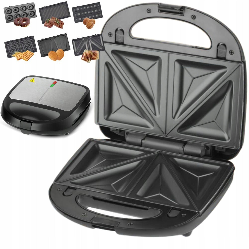 TOASTER 6IN1 TOASTER WAFFLE IRON DONUT REPLACEMENT PLATES 850W NONSTICK