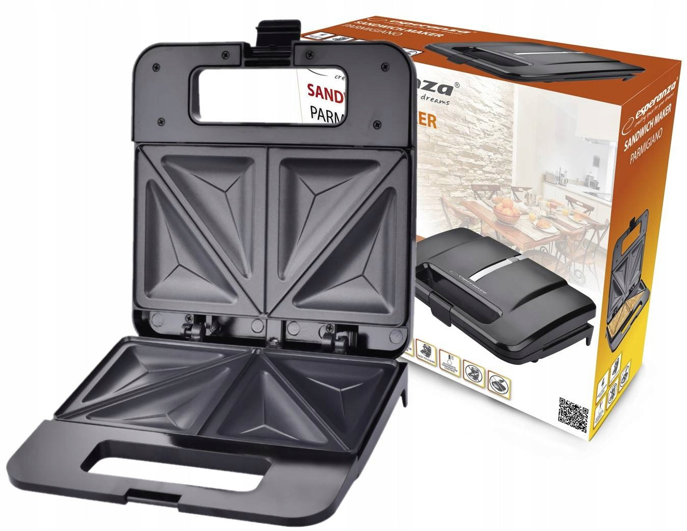 TOASTER FOR SANDWICHES CRISPY TOAST SANDWICH 1000W BLACK Packaging status original