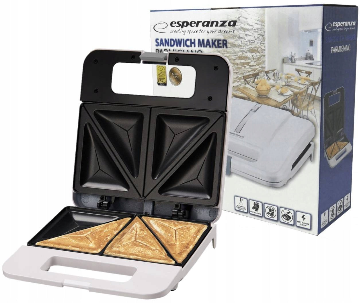 TOASTER FOR SANDWICHES CRISPY TOAST SANDWICH 1000W TRIANGLES Manufacturer code OPIEKACZ 1000W
