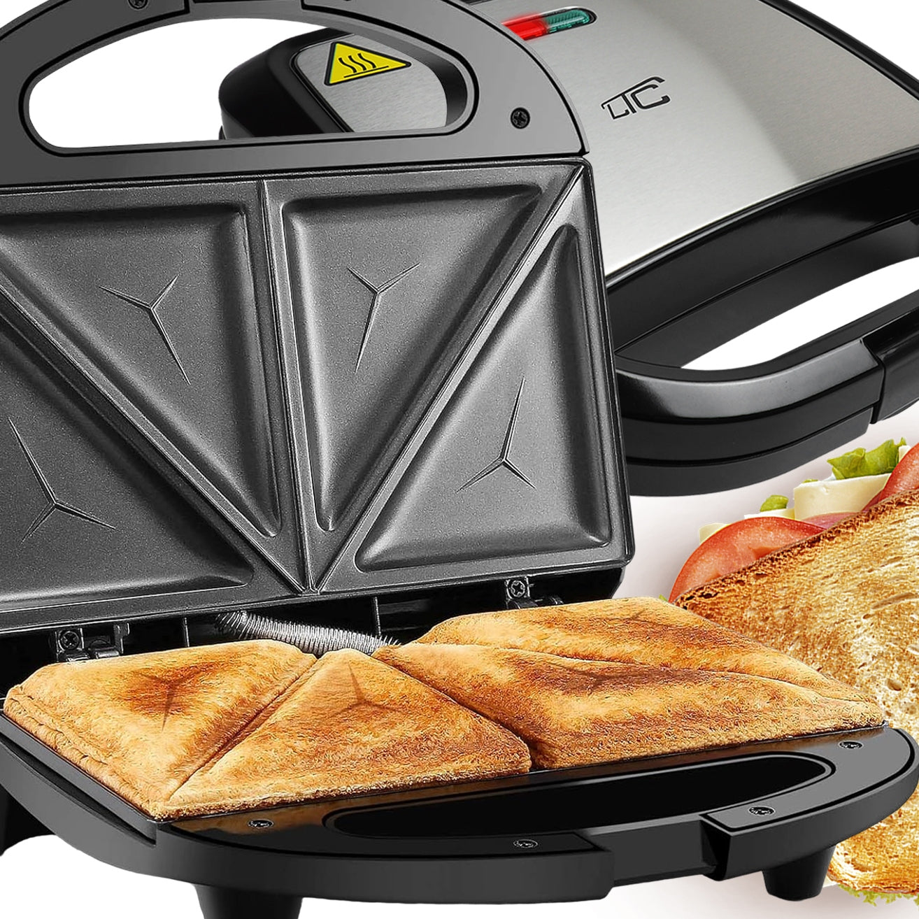 TOASTER FOR SANDWICHES TOAST GRILL NON-STICK COATING Packaging status original