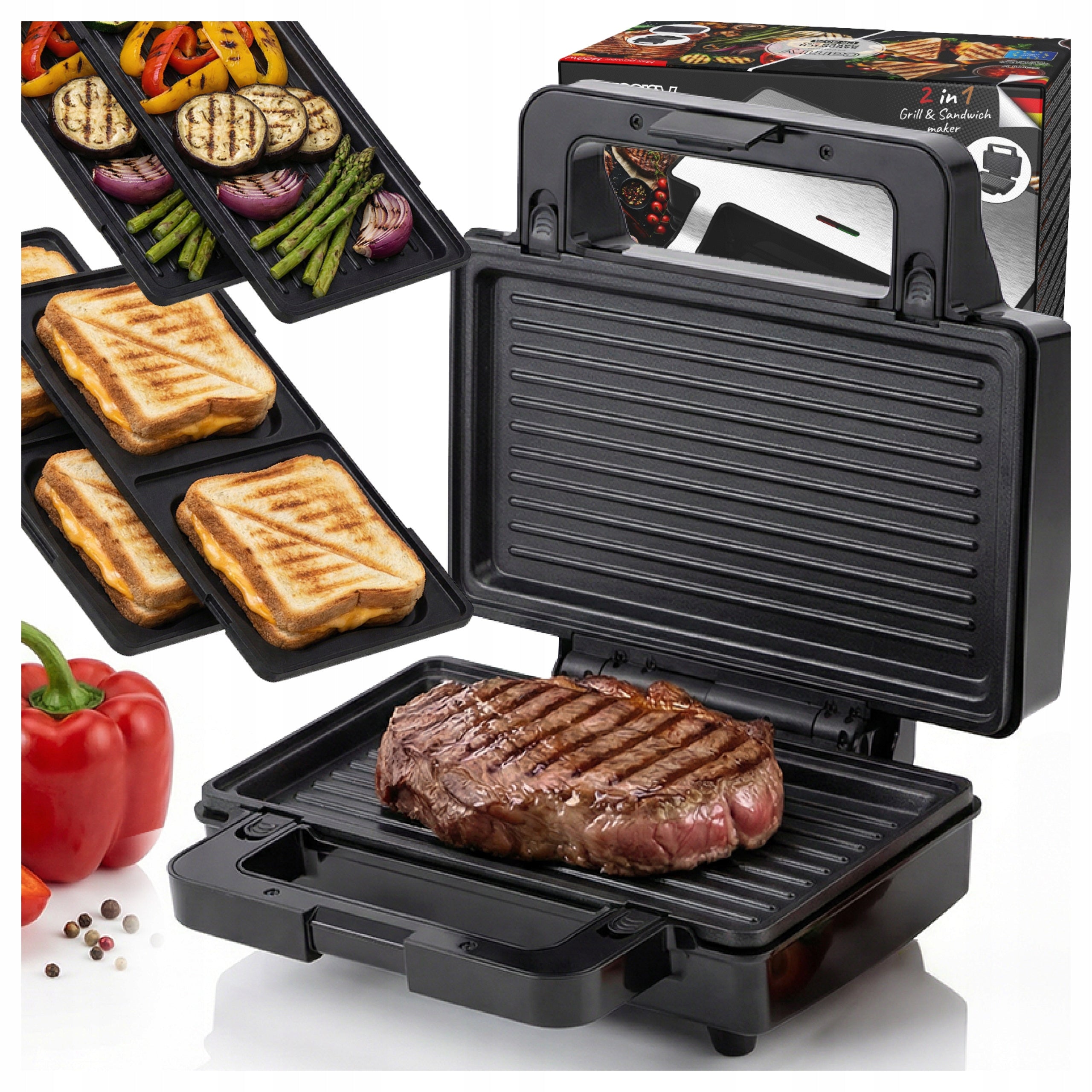 TOASTER GRILL FOR TORTILLA SANDWICHES ELECTRIC TOASTER PANINI 1400W NONSTICK