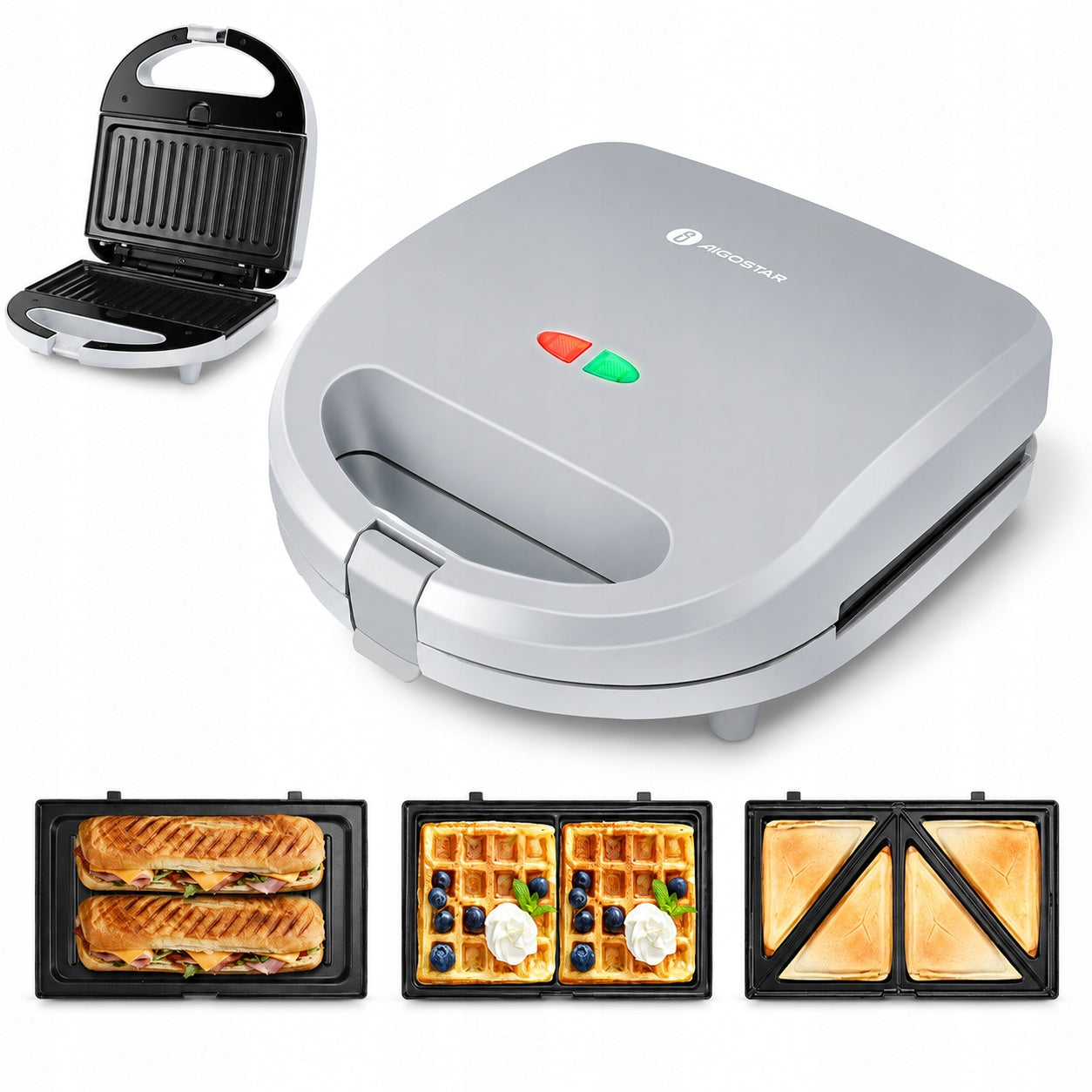 TOASTER GRILL WAFFLE IRON 3IN1 FOR TOAST SANDWICHES ELECTRIC TOASTER 750W