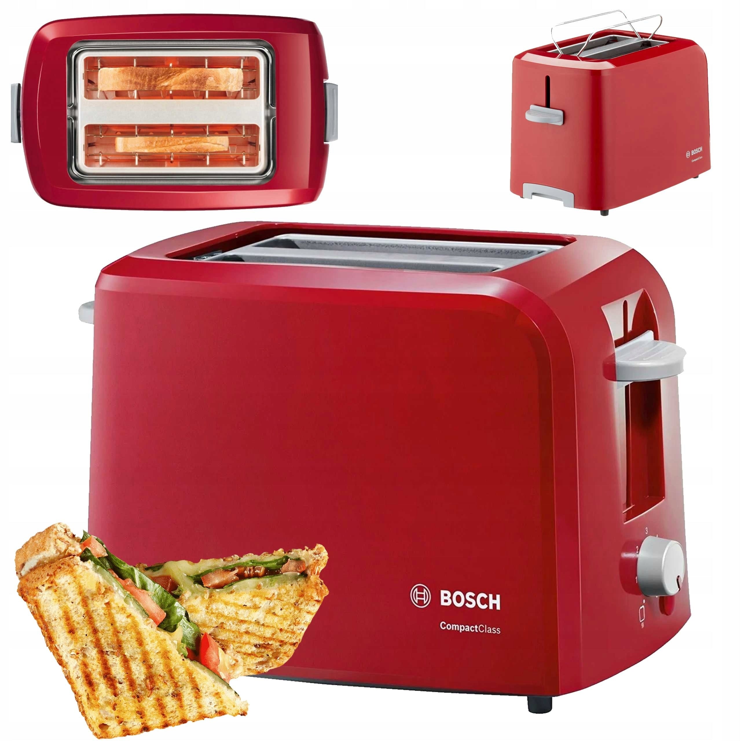 TOASTER OVEN WITH TEMPERATURE CONTROL BOSCH TAT3A014 980W RED