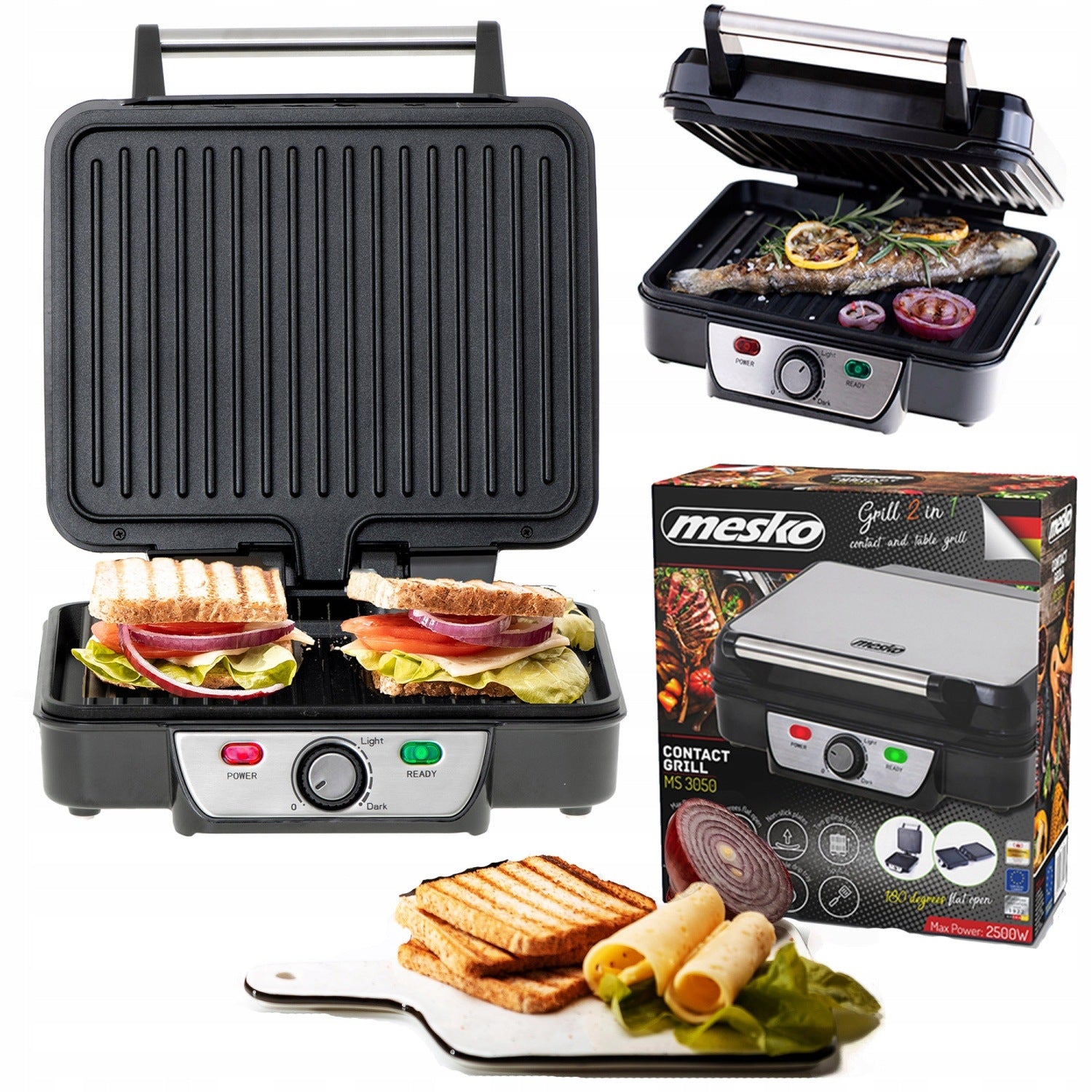 TOASTER PANINI SANDWICH GRILL ELECTRIC TOASTER FOLDING ADJUSTMENT 2500W