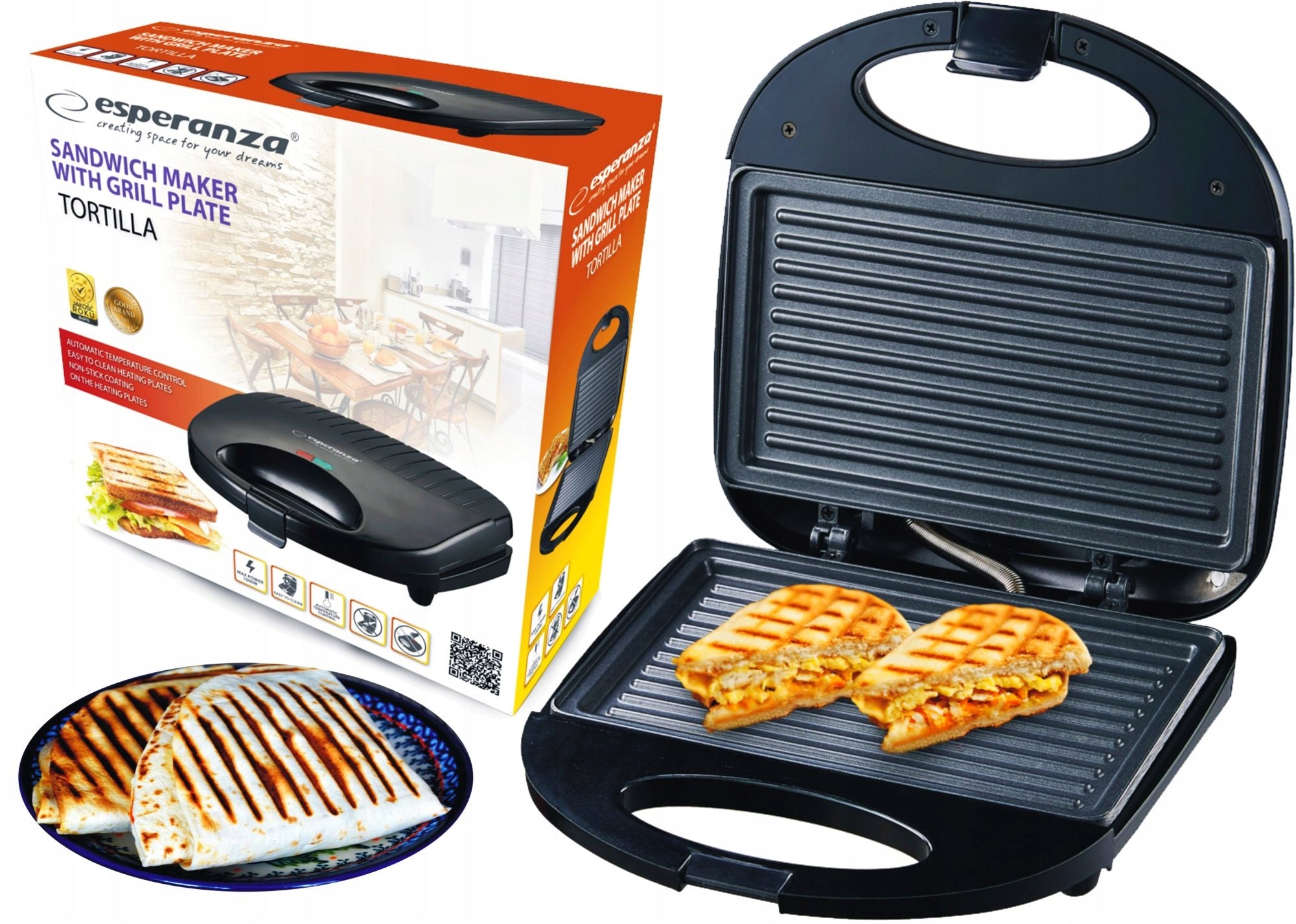 TOASTER SANDWICH GRILL TORTILLA 1000W STRONG Power rating 1000 W