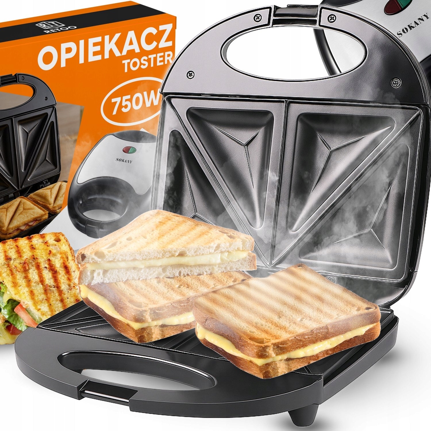 TOASTER SANDWICH STRONG 750W TRIANGLES SAFE Power rating 750 W