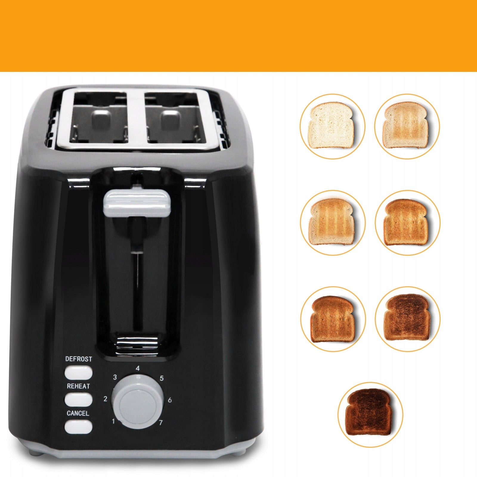 TOASTER SANDWICH TOASTER 7 LEVELS 750W 2 SLICES Power rating 750 W