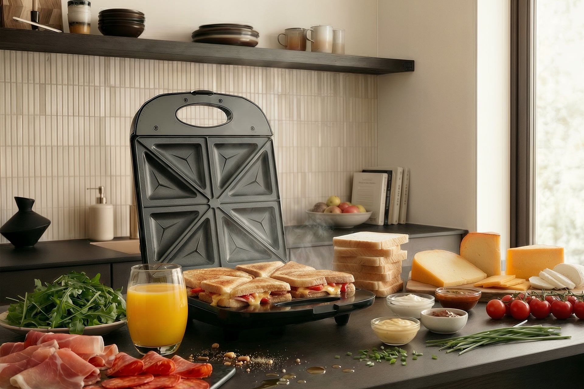 TOASTER SANDWICH TOASTER XXL 4 LARGE SANDWICHES TOAST SUPER CROUTONS POWER 1400W Packaging status original