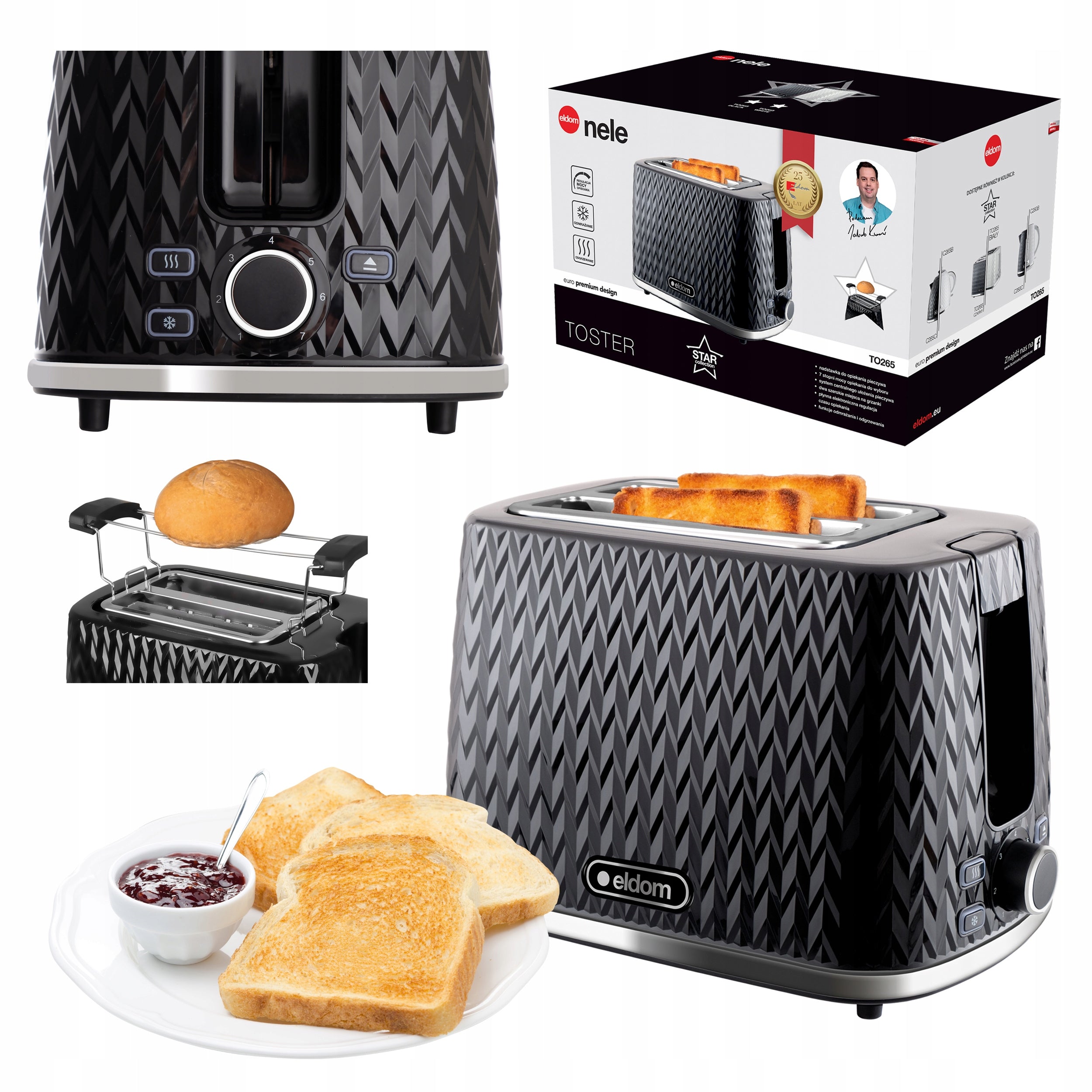 TOASTER TO265 BLACK NELE ELDOM STAR COLLECTION
