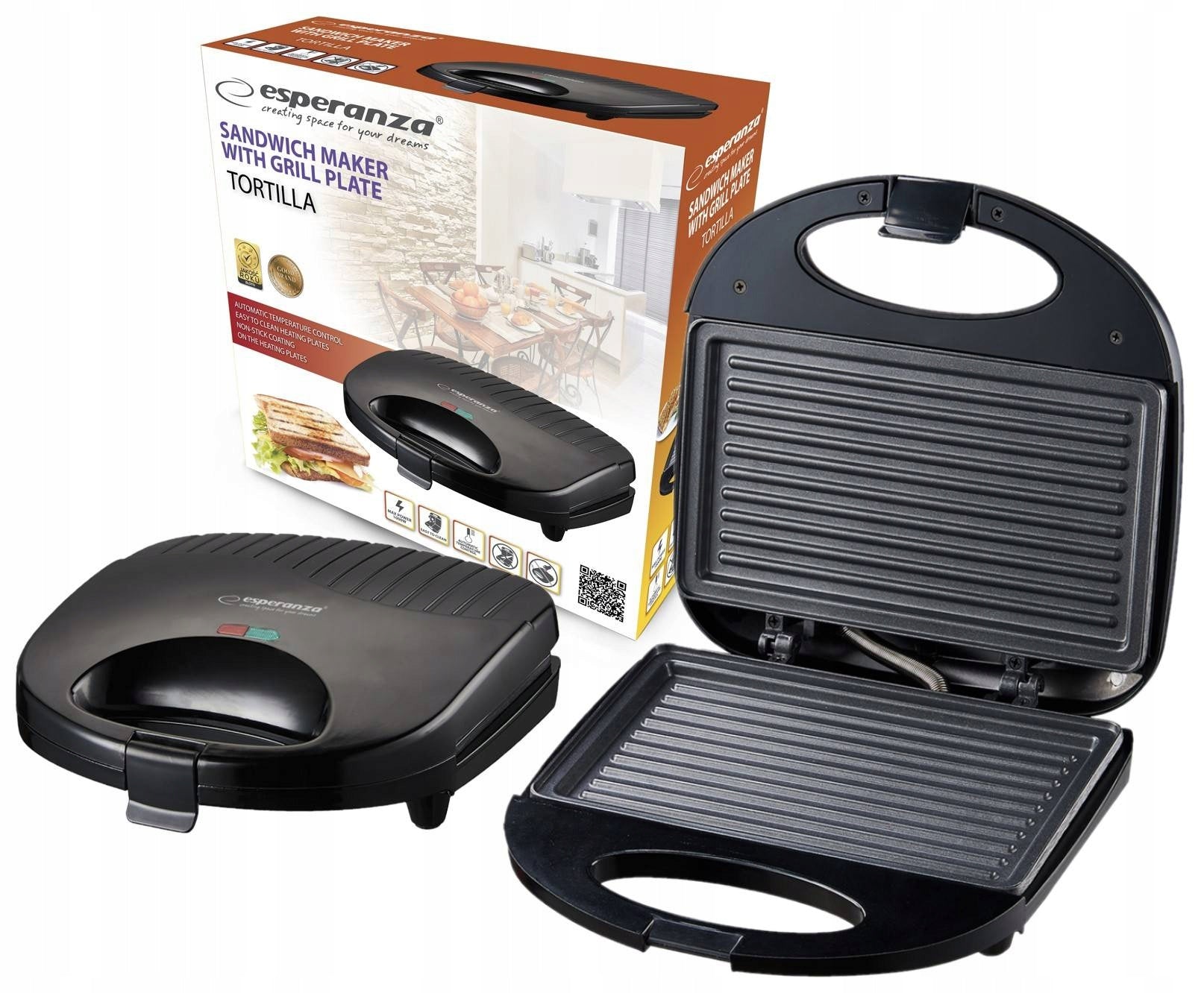 TOASTER TYPE GRILL FOR BAKING SANDWICHES PANINI TORTILLI 1000W