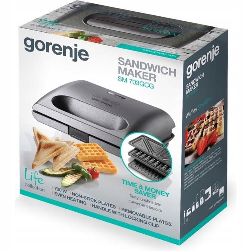 TOASTER WAFFLE IRON 3IN1 GORENJE SM703GCG 700W Power rating 700 W