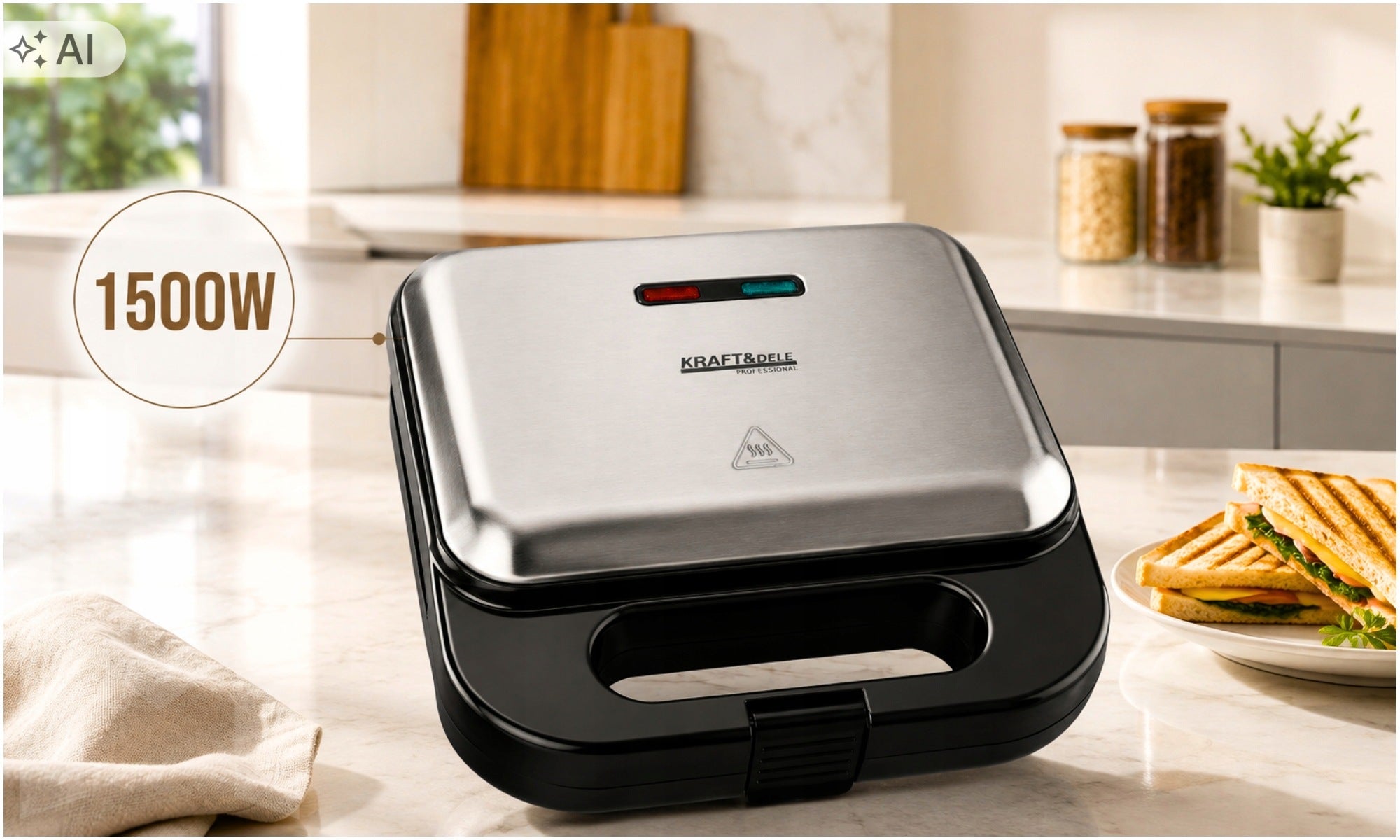 TOASTER WAFFLE MAKER GRILL 3IN1 SANDWICH TOASTER SANDWICH TOAST 1500W STRONG Packaging status original