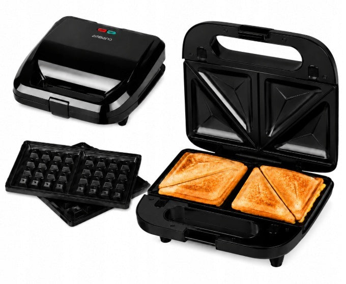 TOASTER WAFFLE TOASTER 2IN1 FOR WAFFLE SANDWICHES MULTIFUNCTION BLACK 750W