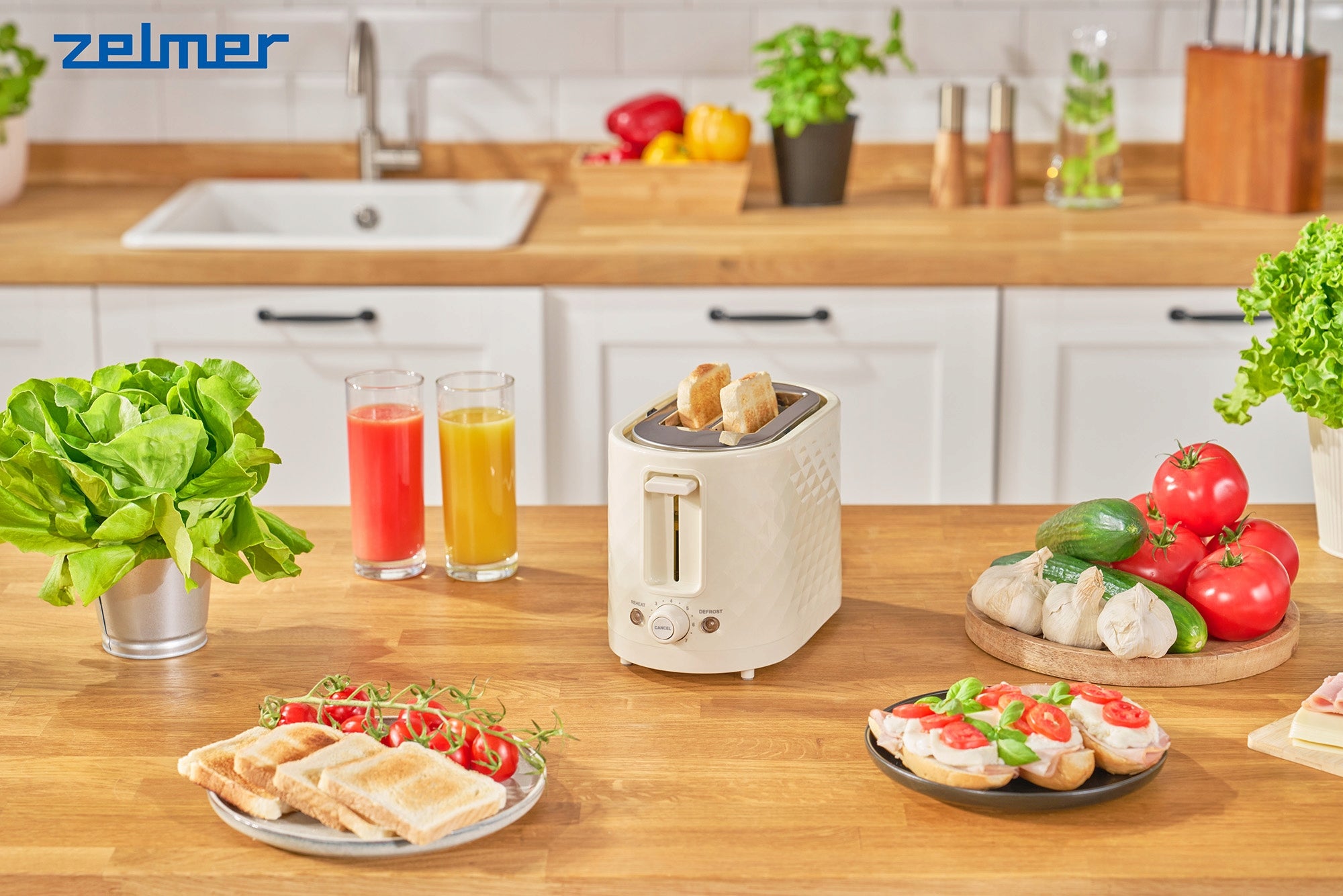 TOASTER ZELMER SANDWICH TOASTER 7 LEVELS 3 FUNCTIONS 2 SLICES TRAY 750W Power rating 750 W