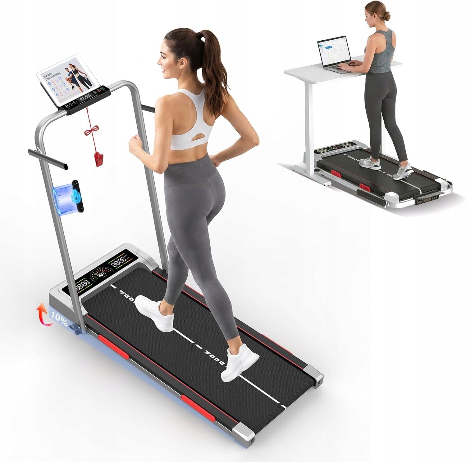 TODO Electric treadmill Walkingpad 2W1 1-12km/h Max150kg slope up to 7%