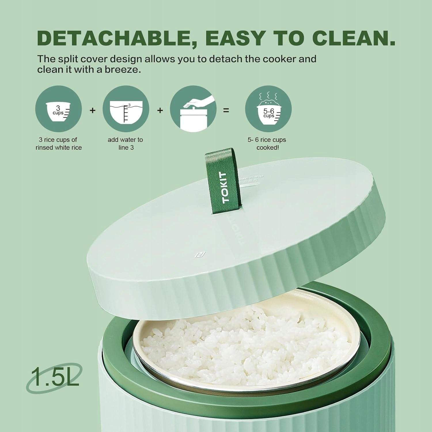 TOKIT PRO MULTIFUNCTION RICE COOKER 1,5L GREEN CERAMIC 400W EAN (GTIN) 5907182649490