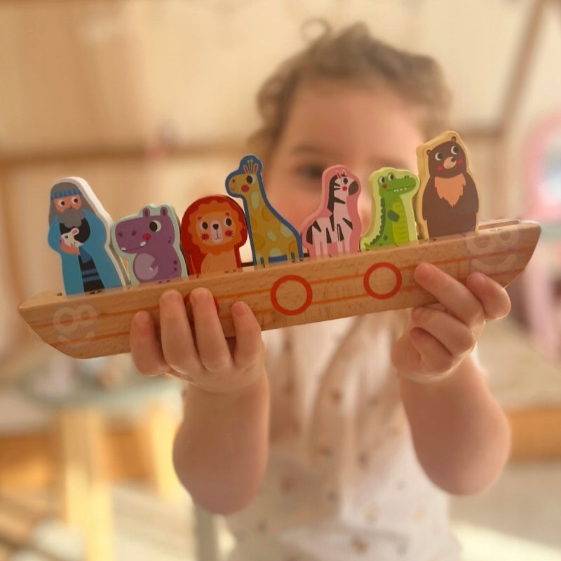 TOOKY TOY Wooden Puzzle for Children Noah and Animals Brand Tooky Toy