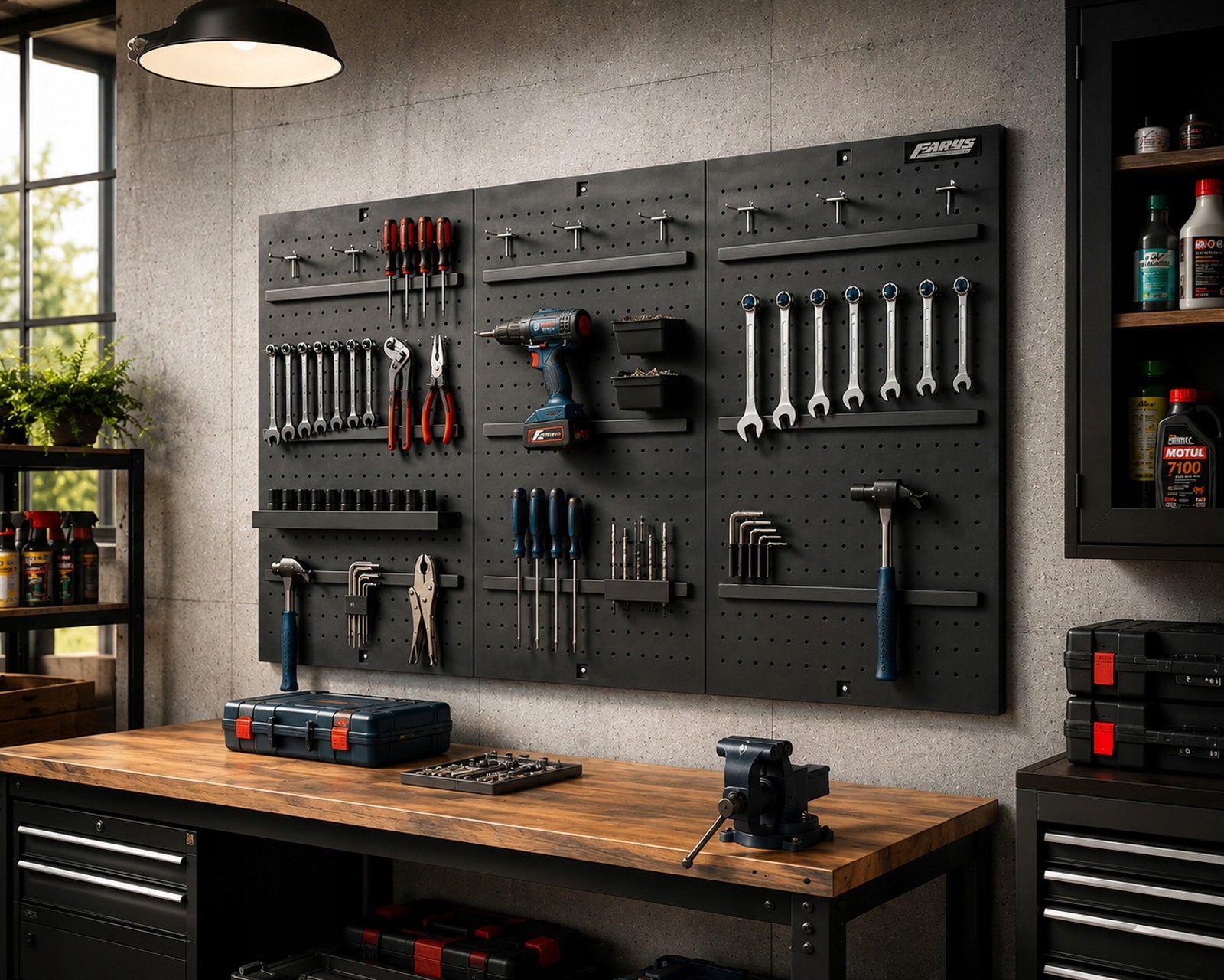 TOOL BOARD METAL WORKSHOP WALL + HOOKS 125x60 cm FARYS Product height 60 cm